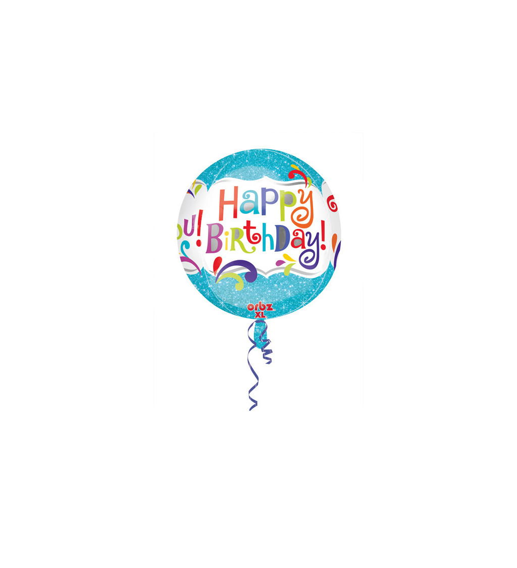 Fóliový balónik Happy Birthday, modrý
