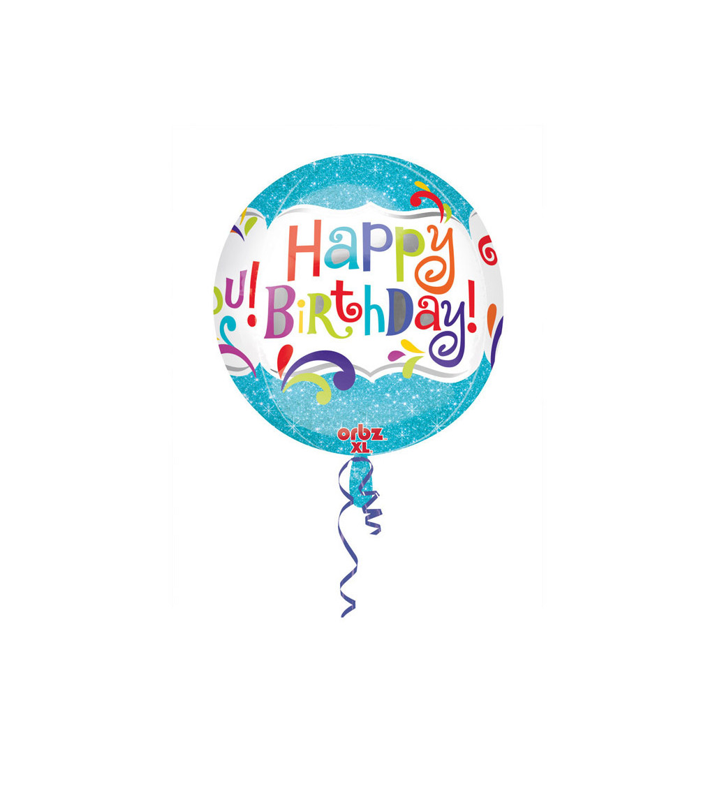 Fóliový balónik Happy Birthday, modrý