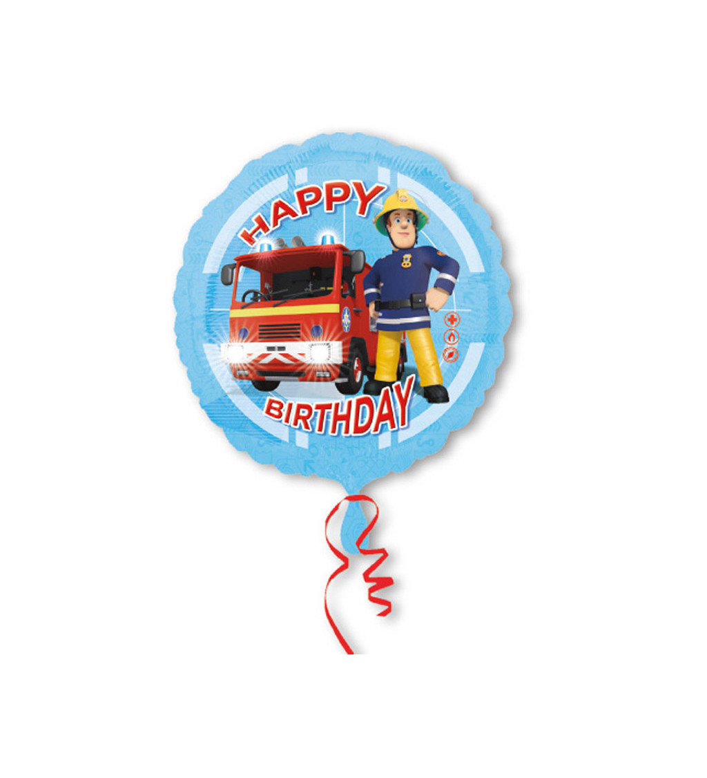 Fóliový balónik Happy Birthday, Požiarnik Sam