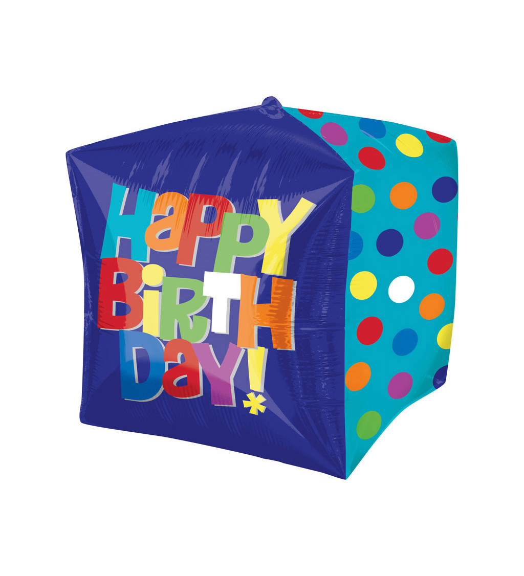 Balón Happy Birthday v tvare kocky