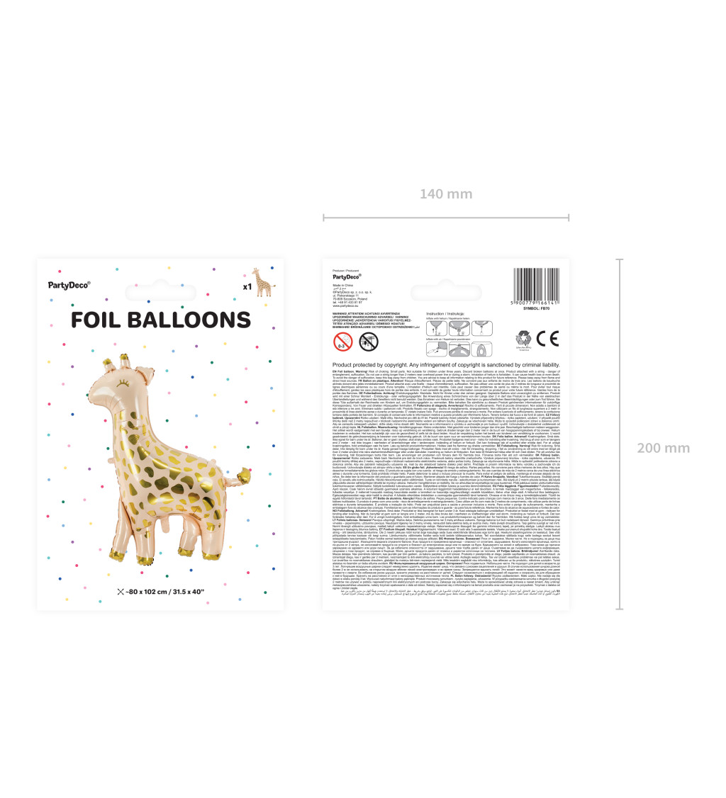Fóliový balónik Žirafa