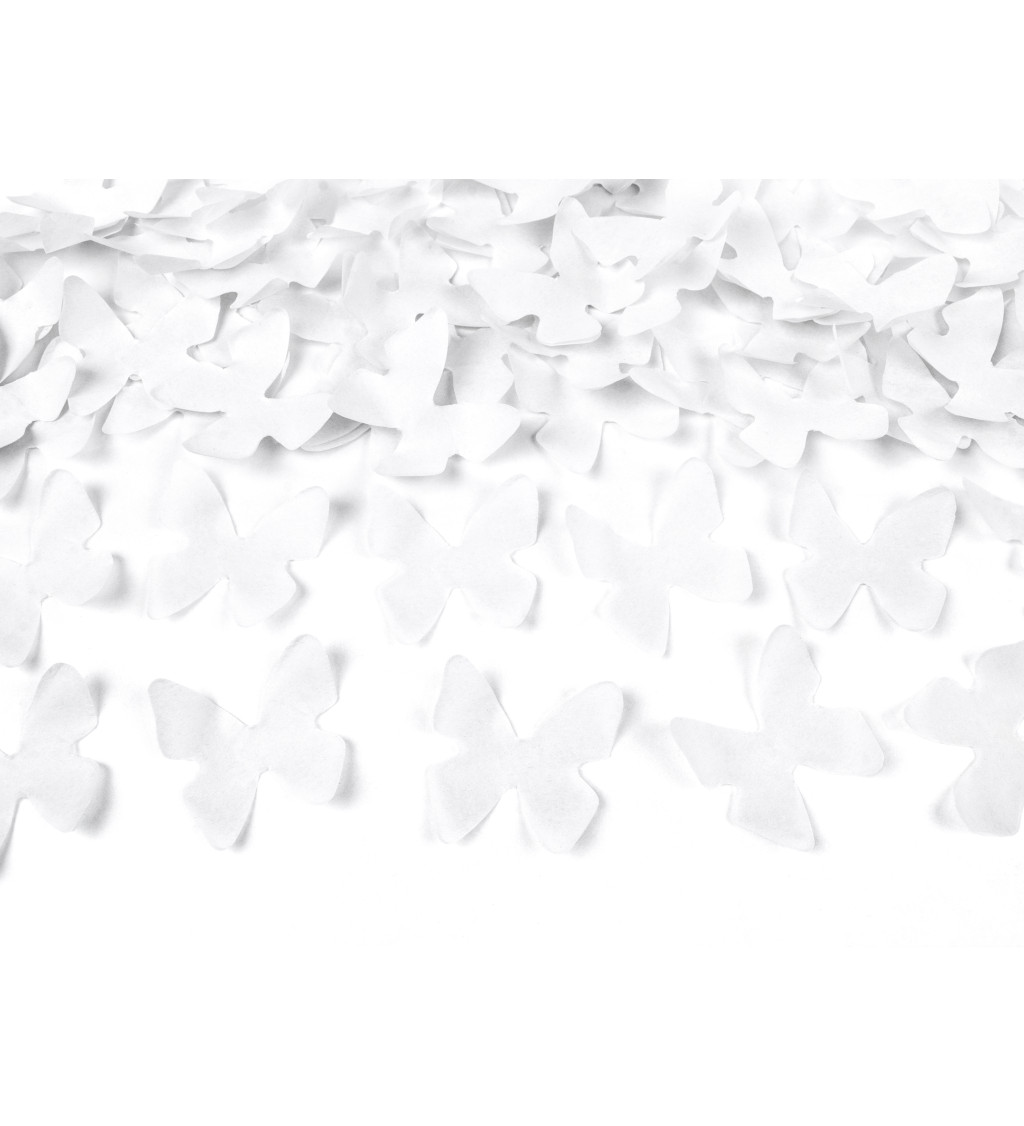 Biele konfety s motýľmi