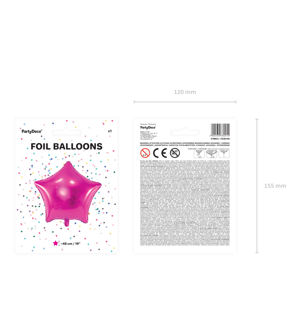 Fóliový balón v tmavoružovej farbe v tvare hviezdy