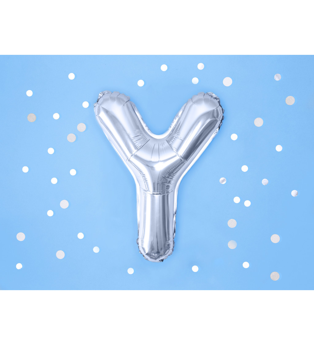 Fóliový balón "Y" - strieborný