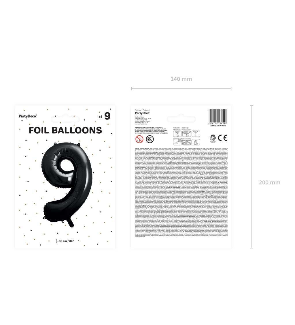 Fóliový čierny balón 9