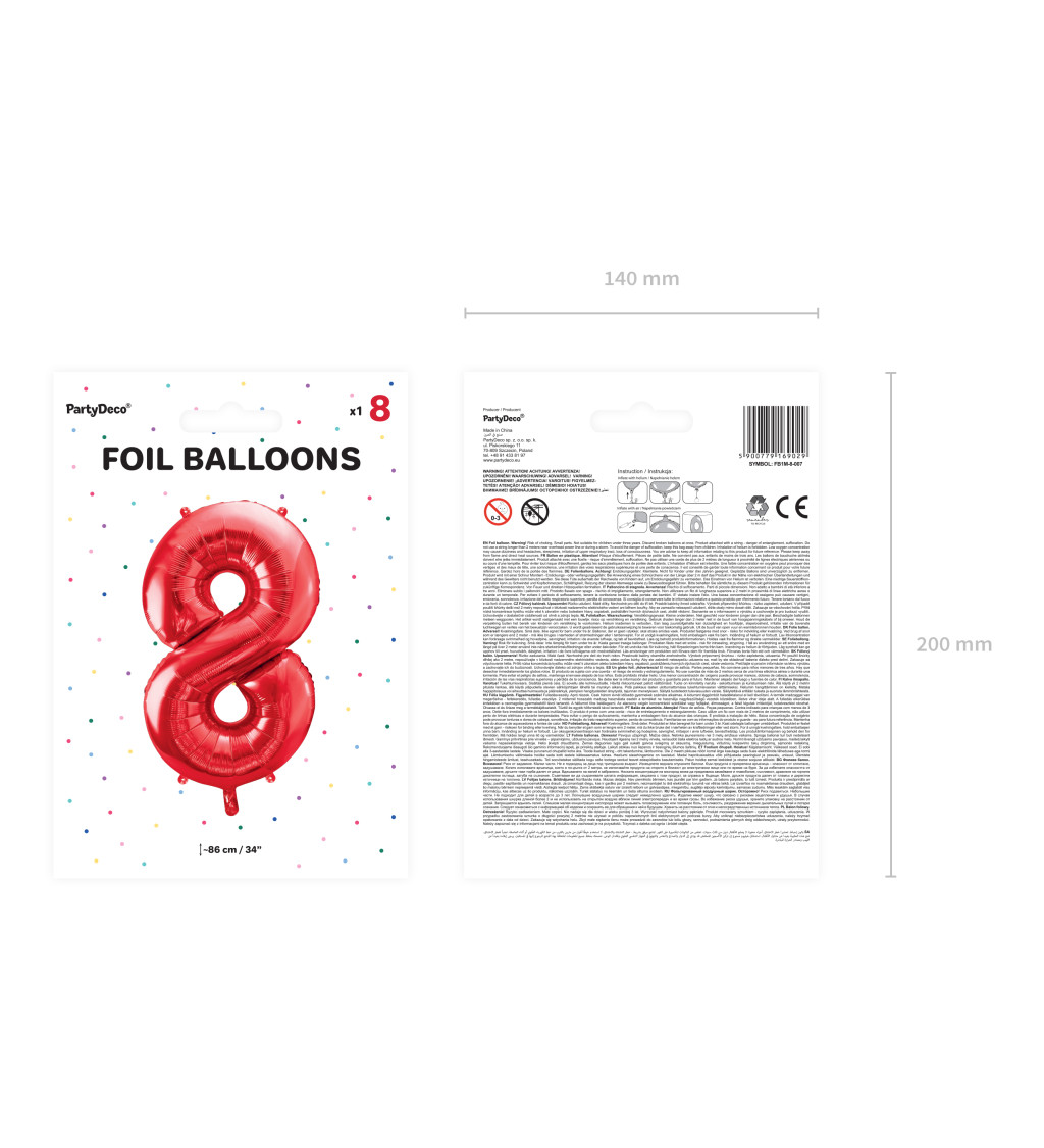 Červený balónik číslo 8