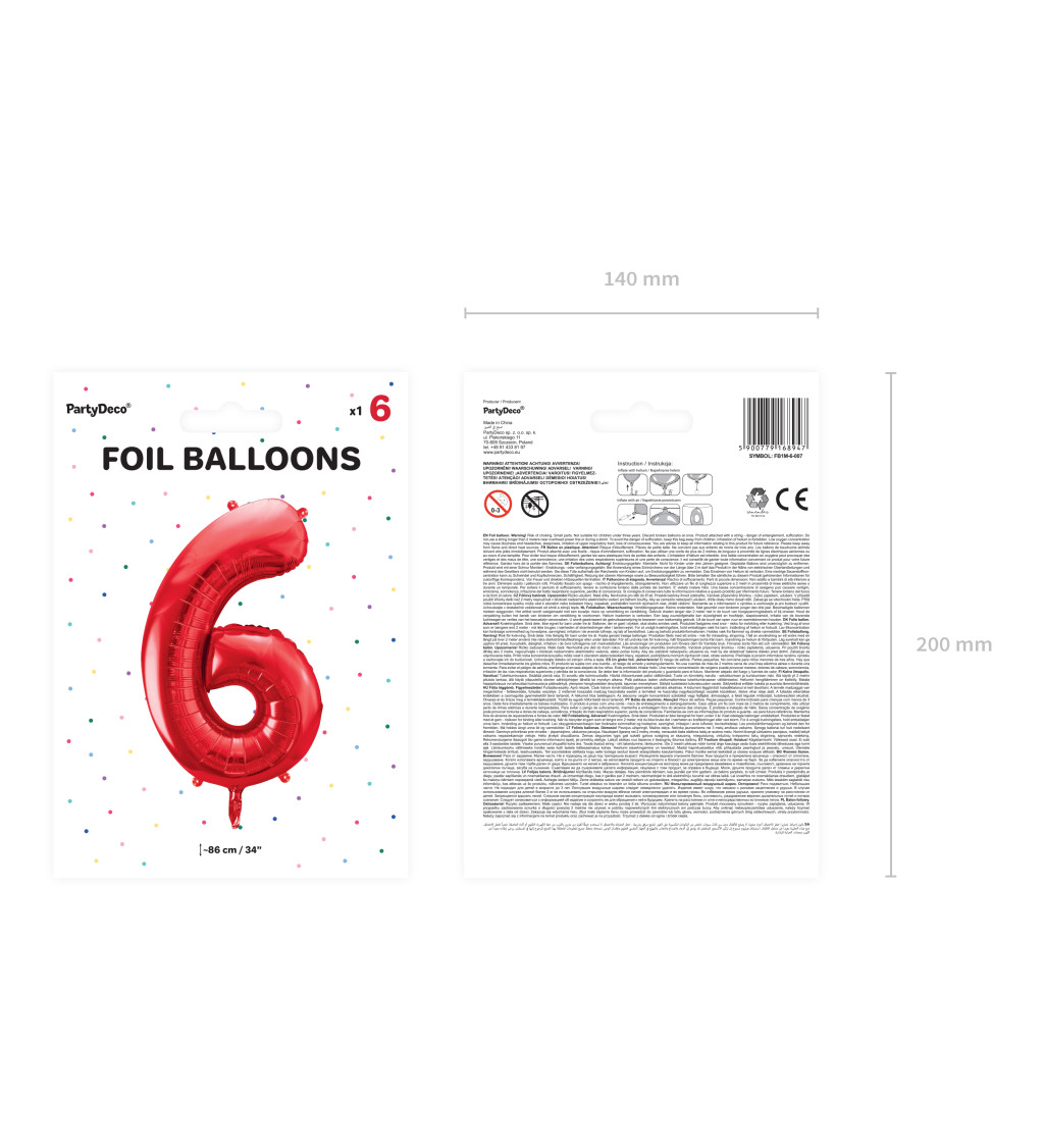 Fóliový balónik 6 - červená