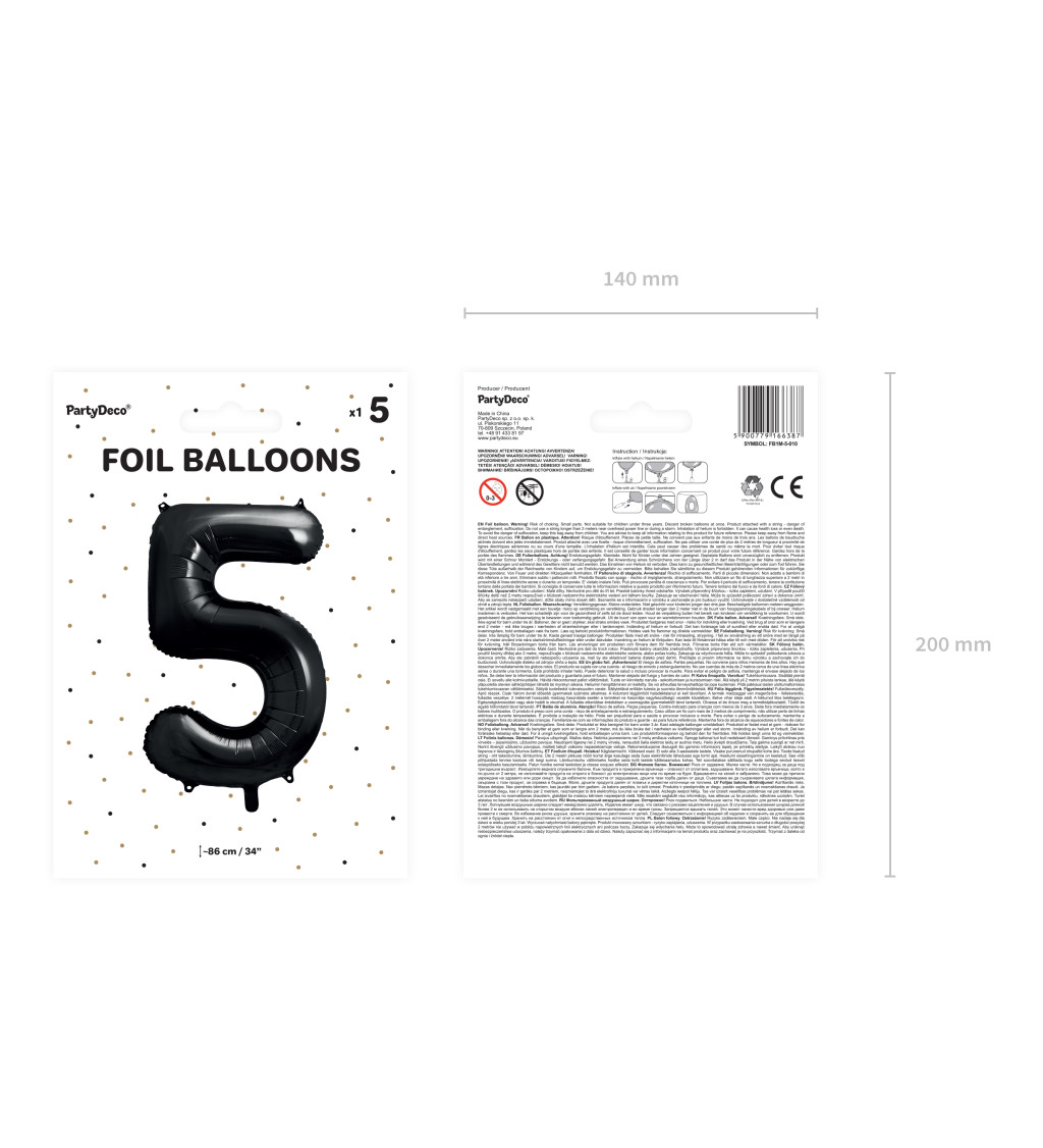 Fóliový balón 5 - čierny