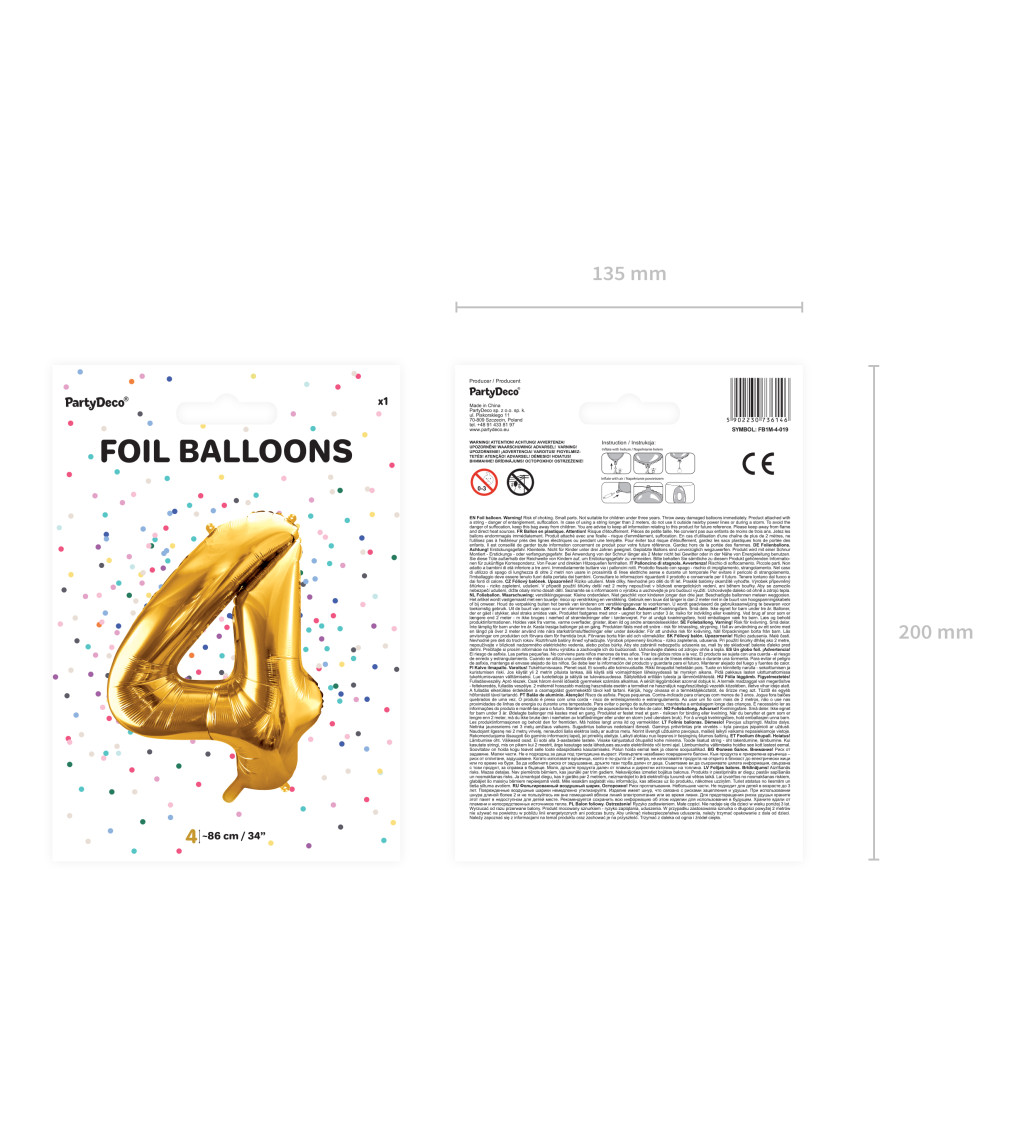 Fóliový balónik 4 - zlatá
