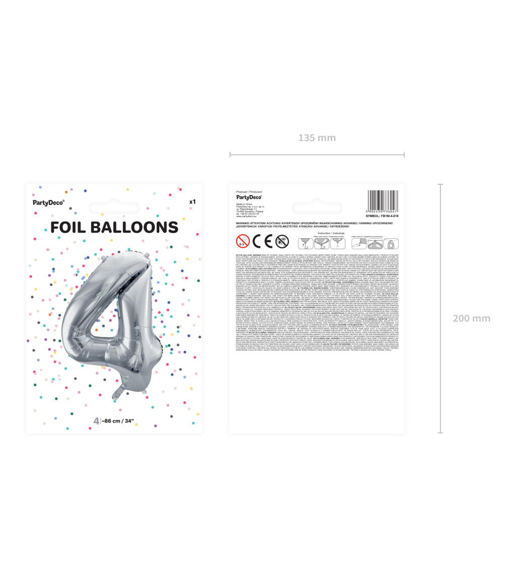 Fóliový balónik 4 - strieborná