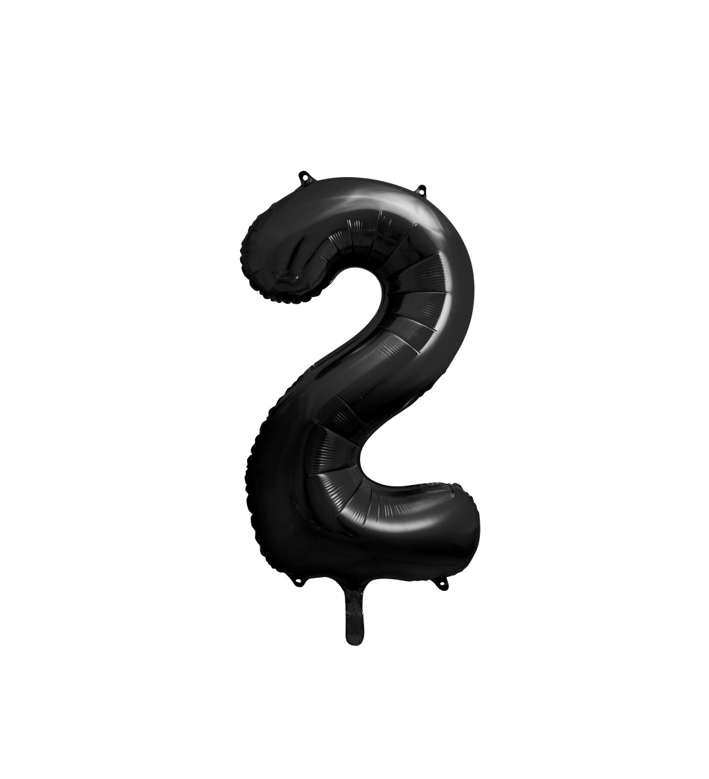 Čierny balón v tvare čísla 2