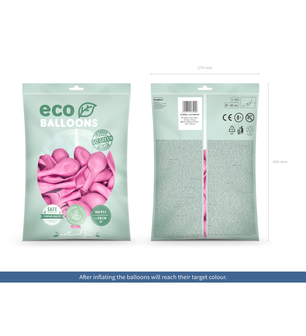ECO balóniky ružové - metalické
