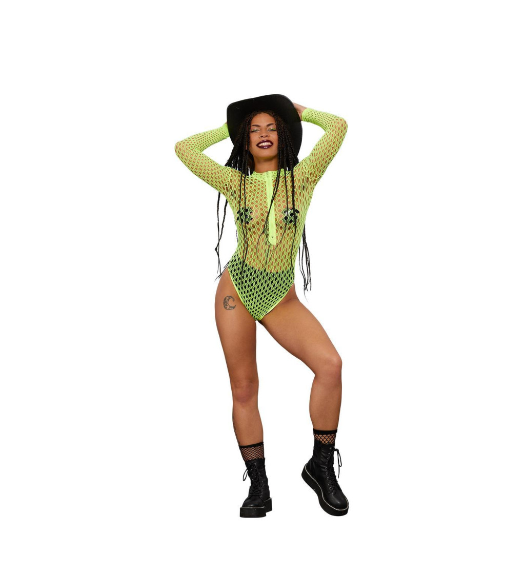 Dámsky kostým Fishnet bodysuit, zelený
