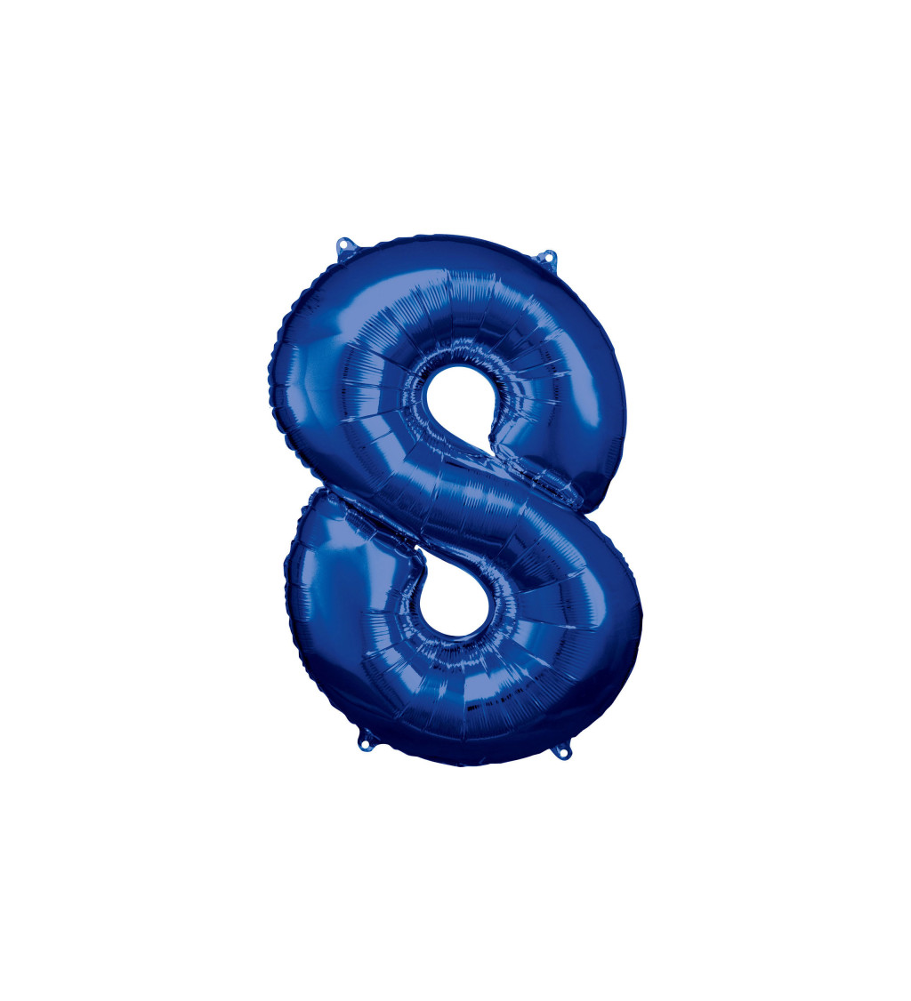 Fóliový balónik "8", modrý