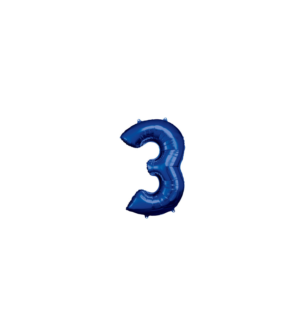 Fóliový balónik "3", modrý