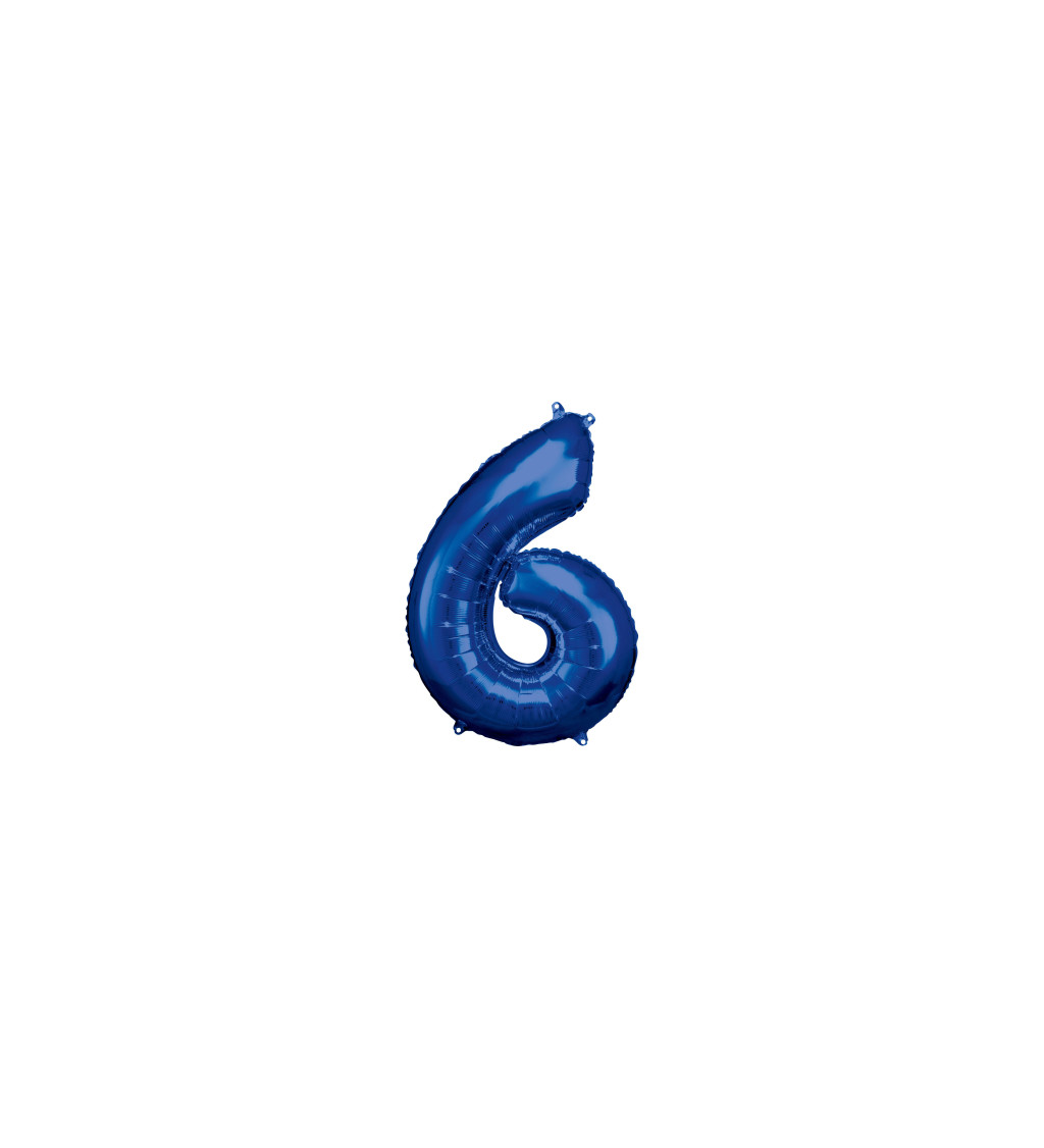 Fóliový balónik "6", modrý