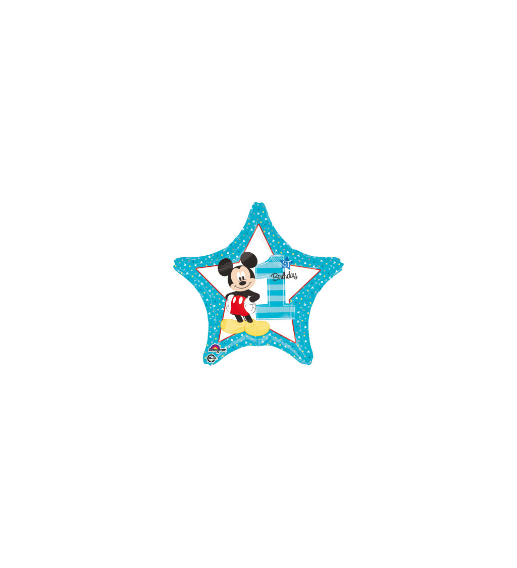 Fóliový balónik Mickey Hviezda, 1. narodeniny