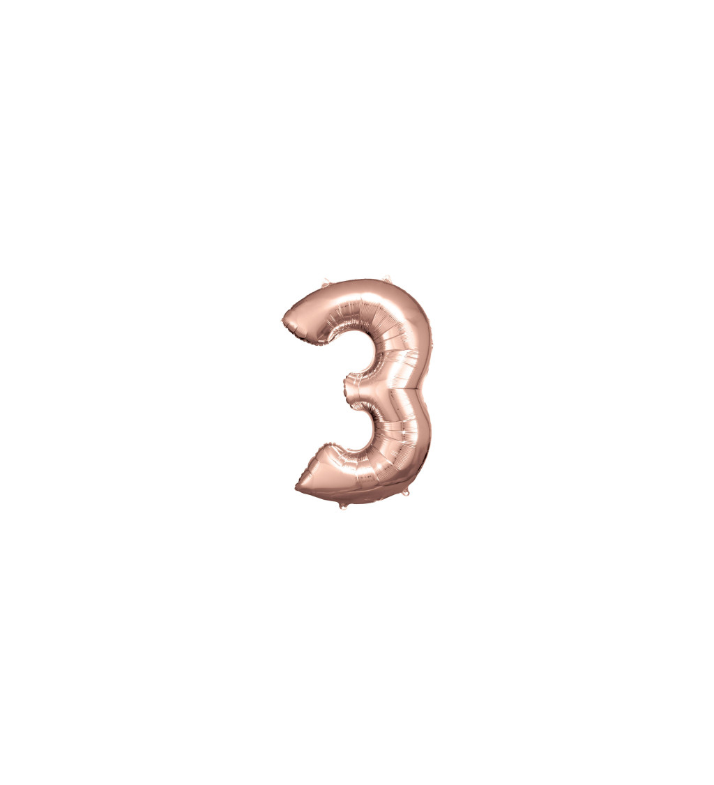 Fóliový balónik "3", rose gold