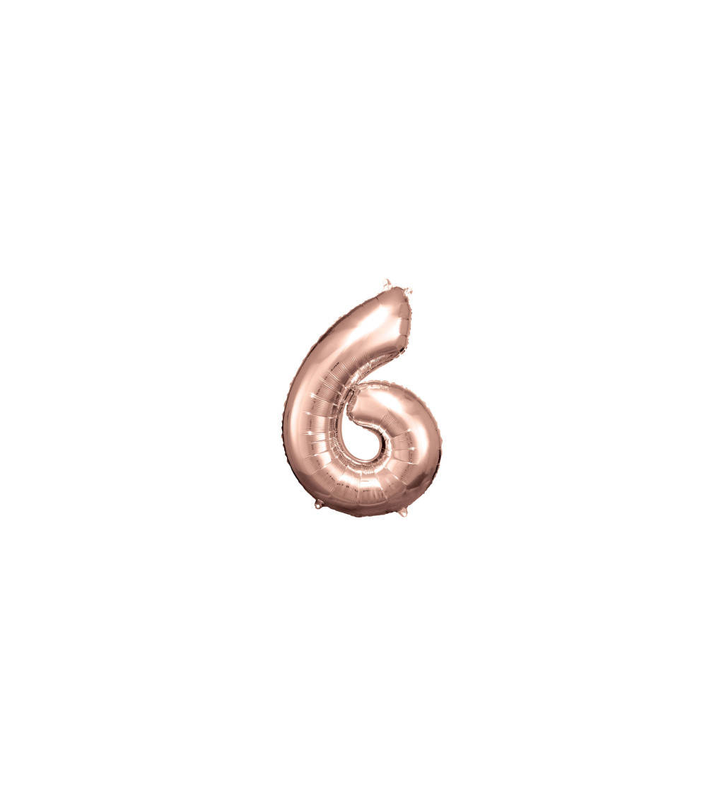 Fóliový balónik "6", rose gold
