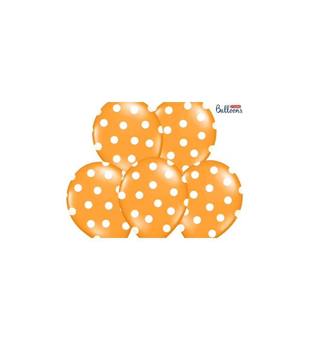 Latexové balóniky - orandžové s bielymi bodkami
