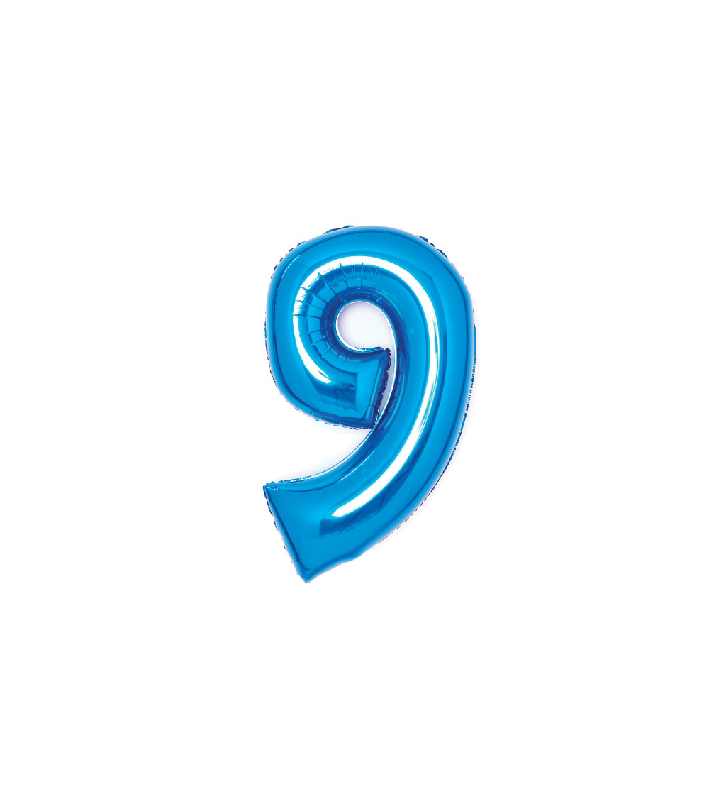 Fóliový balón "9" - lesklý modrý