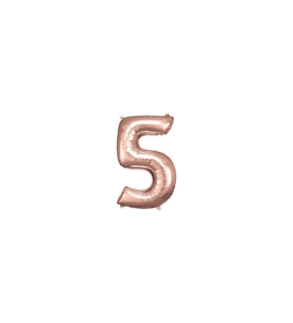 Fóliový balónik "5", rose gold
