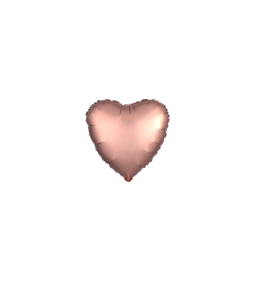 Fóliový balónik  Srdce, ružovo-medený satén