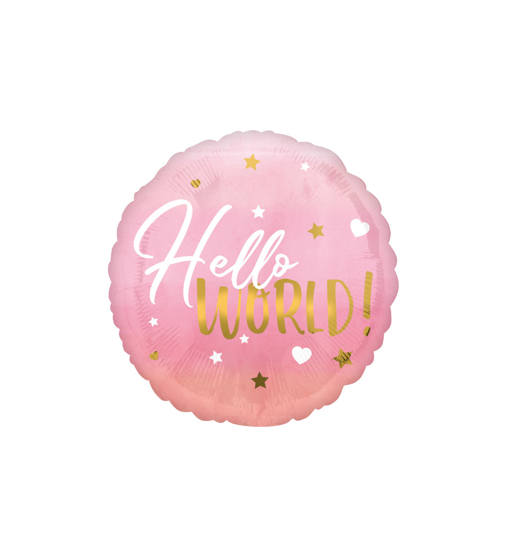 Fóliový balónik Ahoj Svet!, ružový