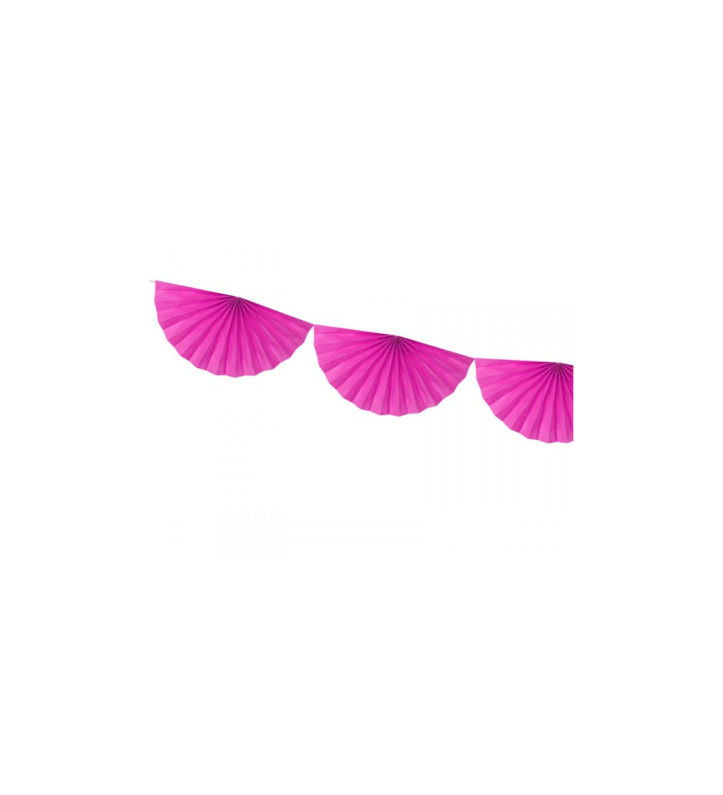 Girlanda - menšie vejáre v ružovej farbe