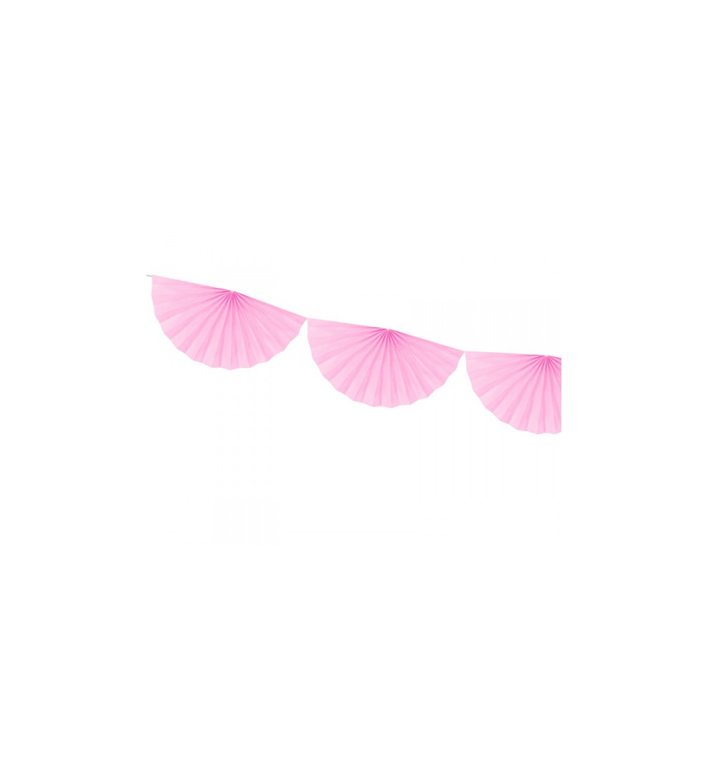 Girlanda - vejáriky svetlo ružové menšie