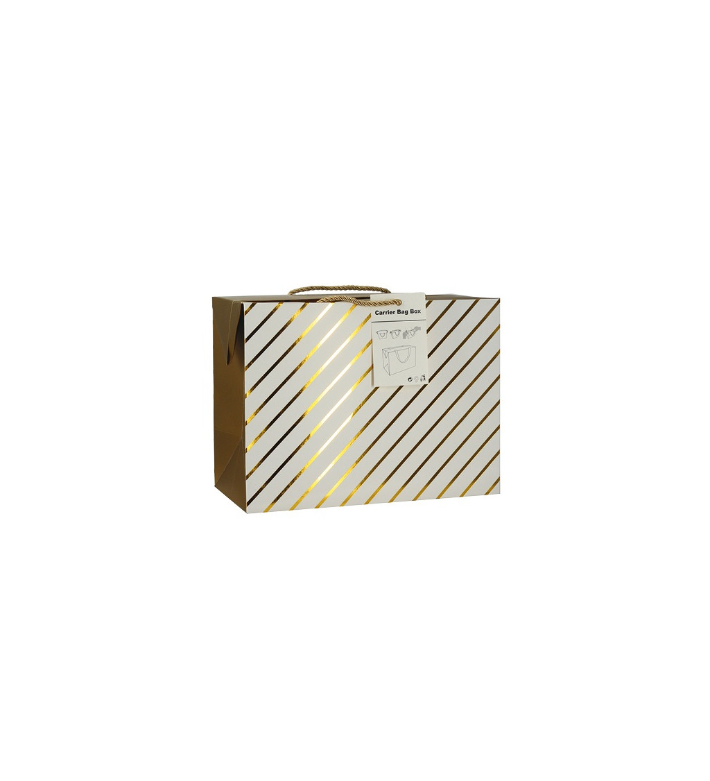 Darčeková taška S 18x12x9 cm so zlatými prúžkami