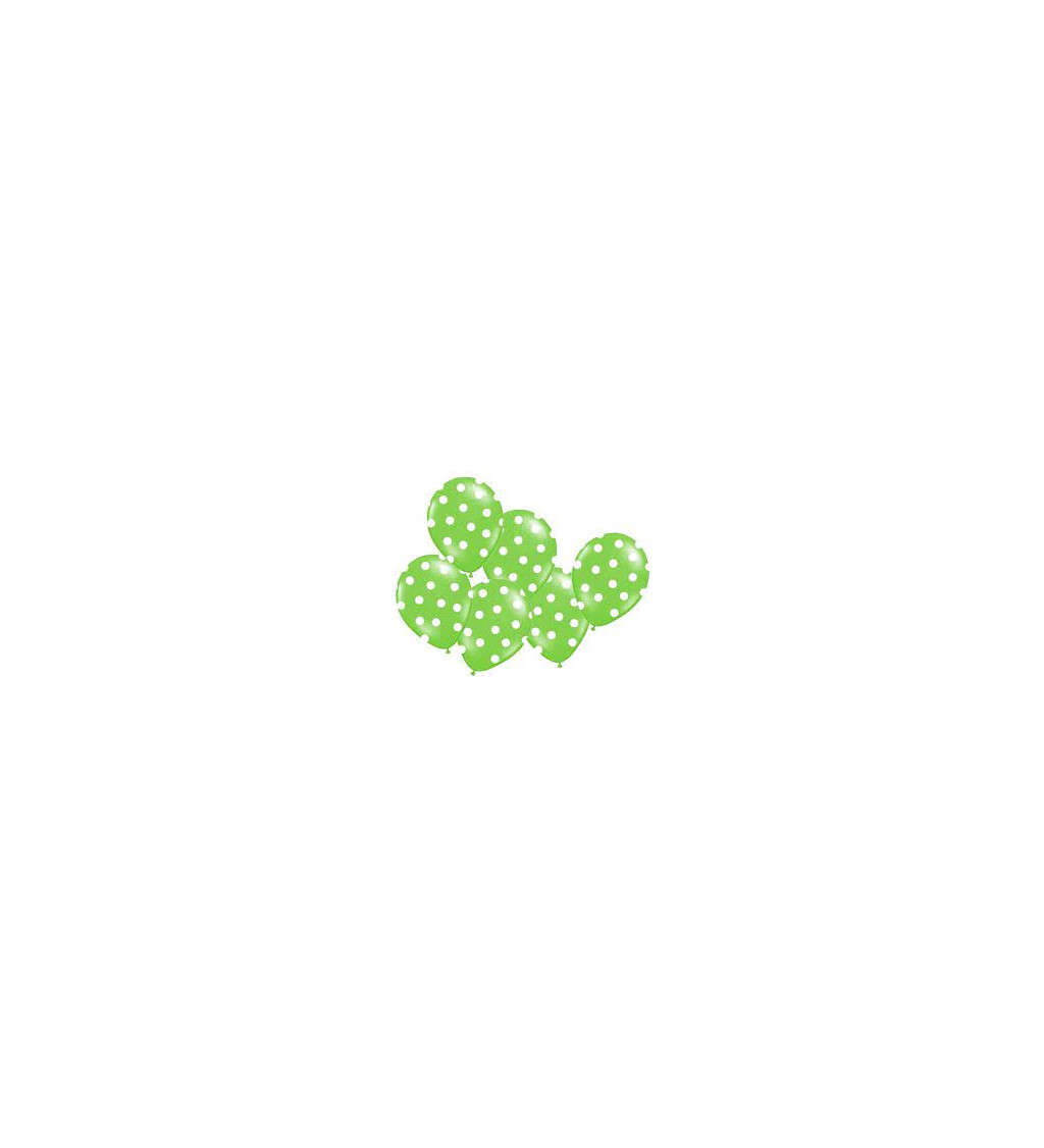 Zelené balóny s bielymi bodkami