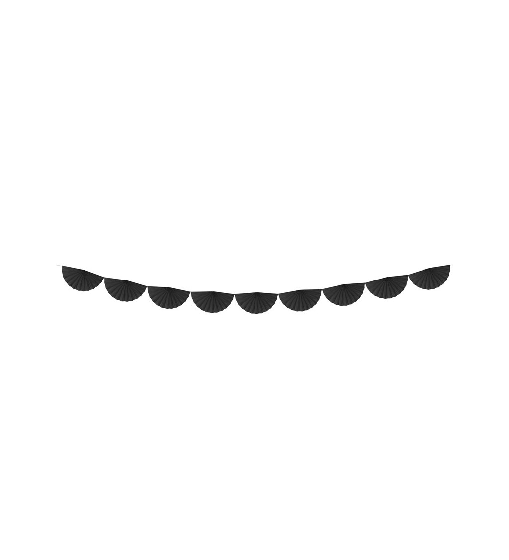 Girlanda - menšie vejáre v čiernej farbe