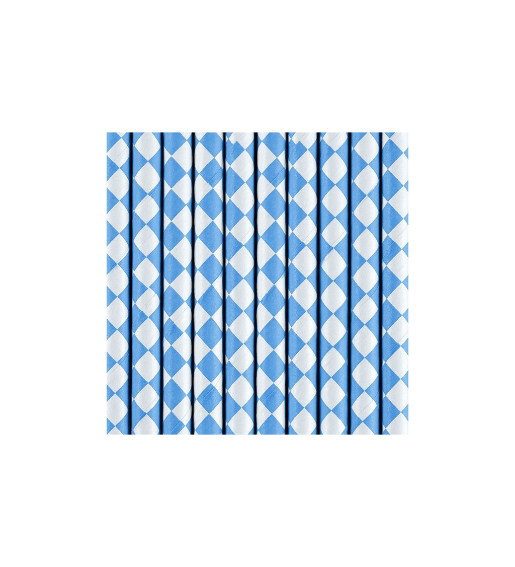 Papierové slamky so štvorčekami, nebeská modrá