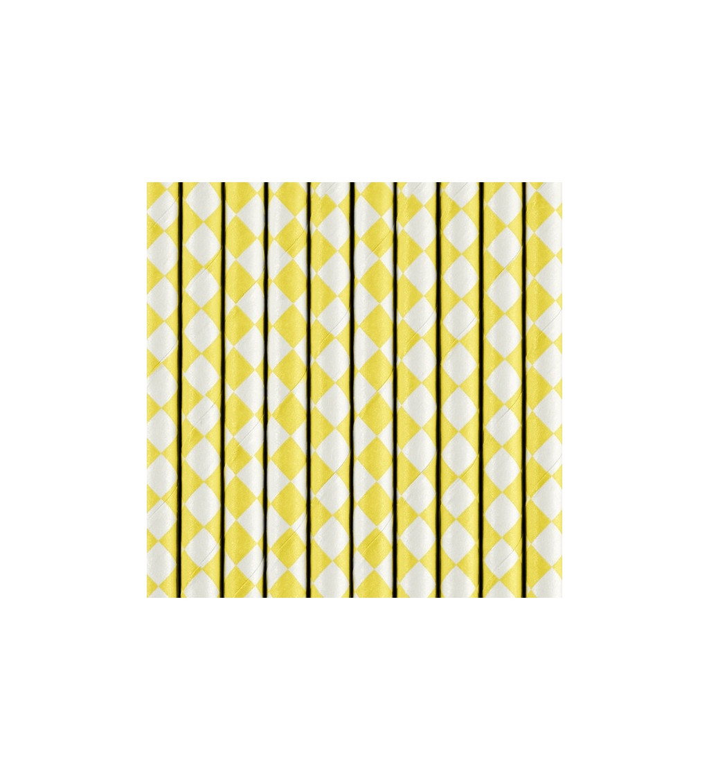 Papierové slamky so štvorčekami, žlté
