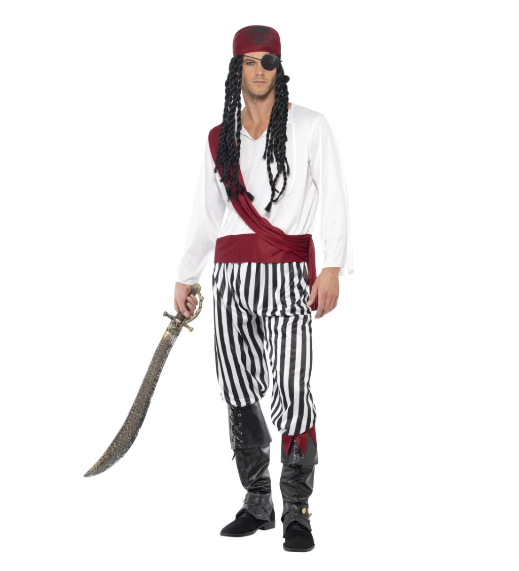 Pánsky kostým Pirát, pruhovaný