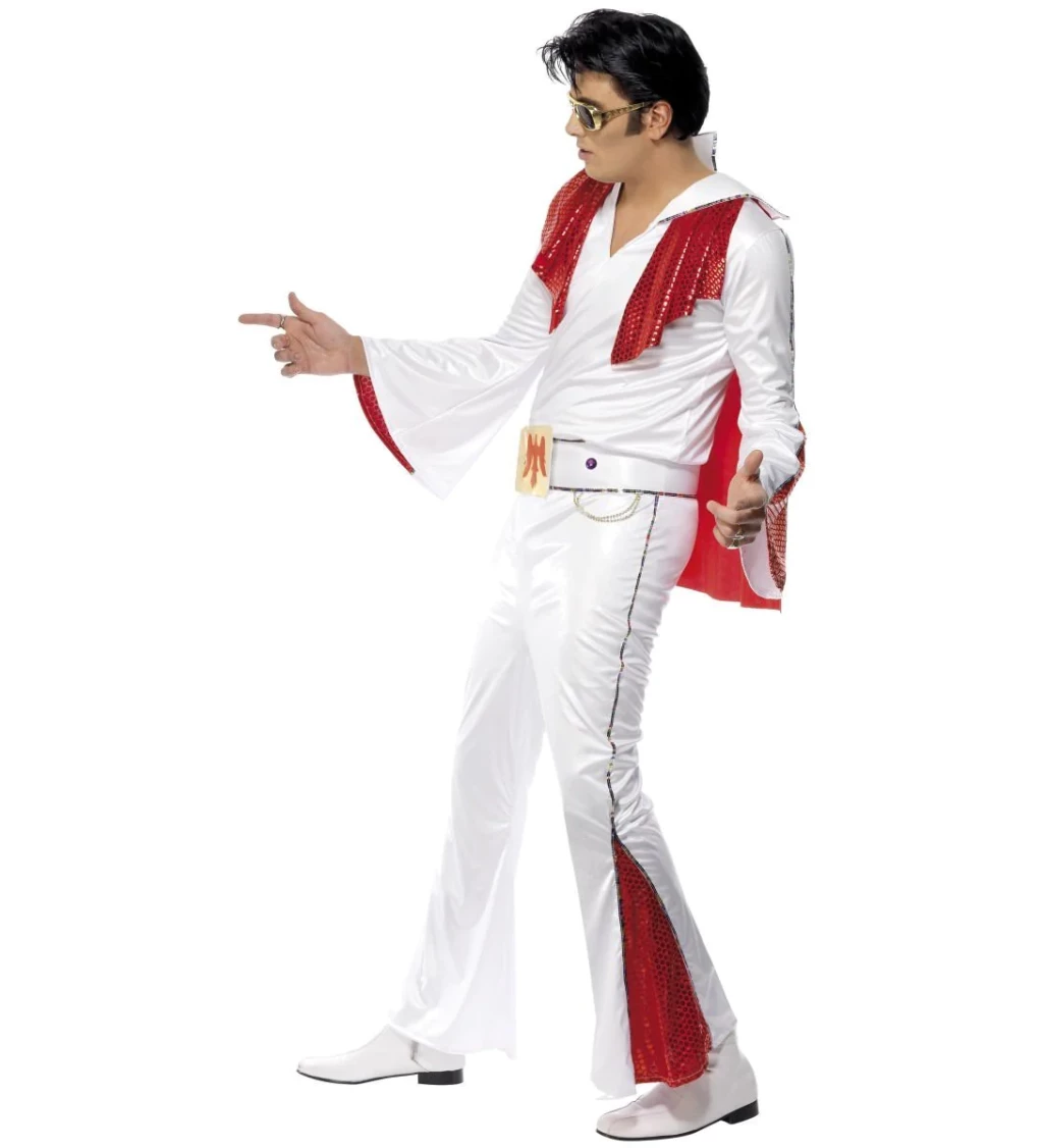 Pánsky kostým Elvis, bielo-červený