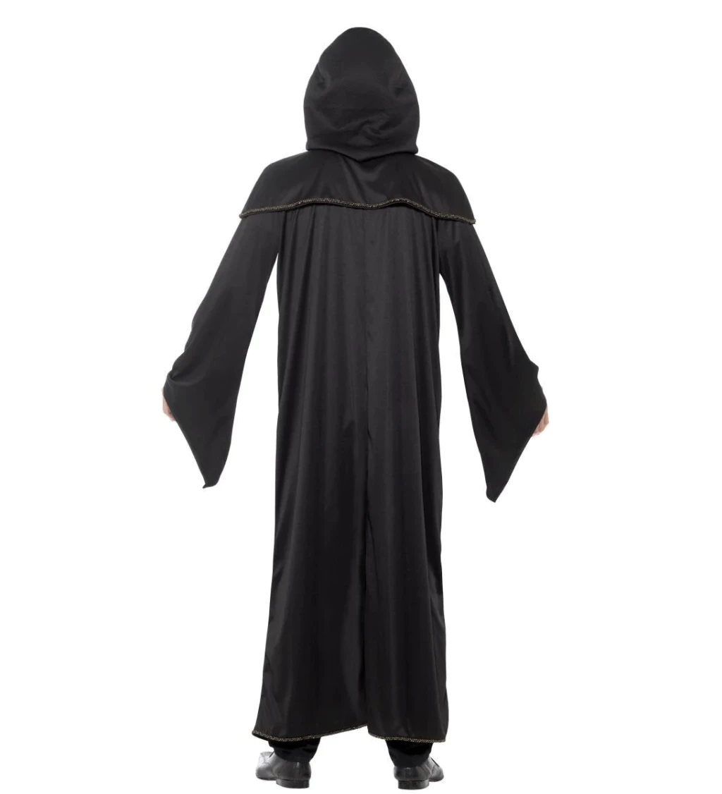 Čarodejnícky plášť s kapucňou - čierny