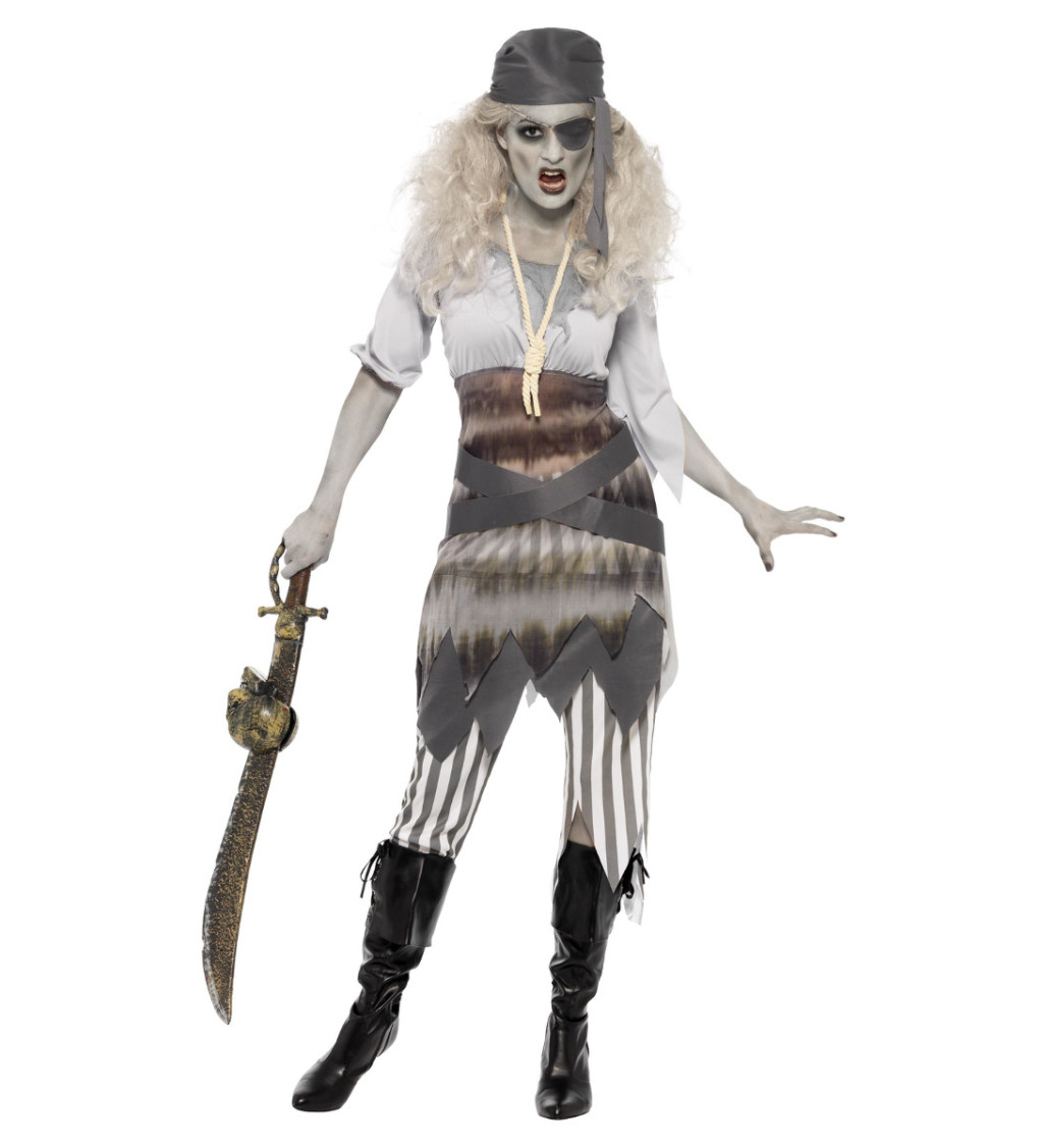 Dámsky kostým Zombie pirátka, pruhované legíny