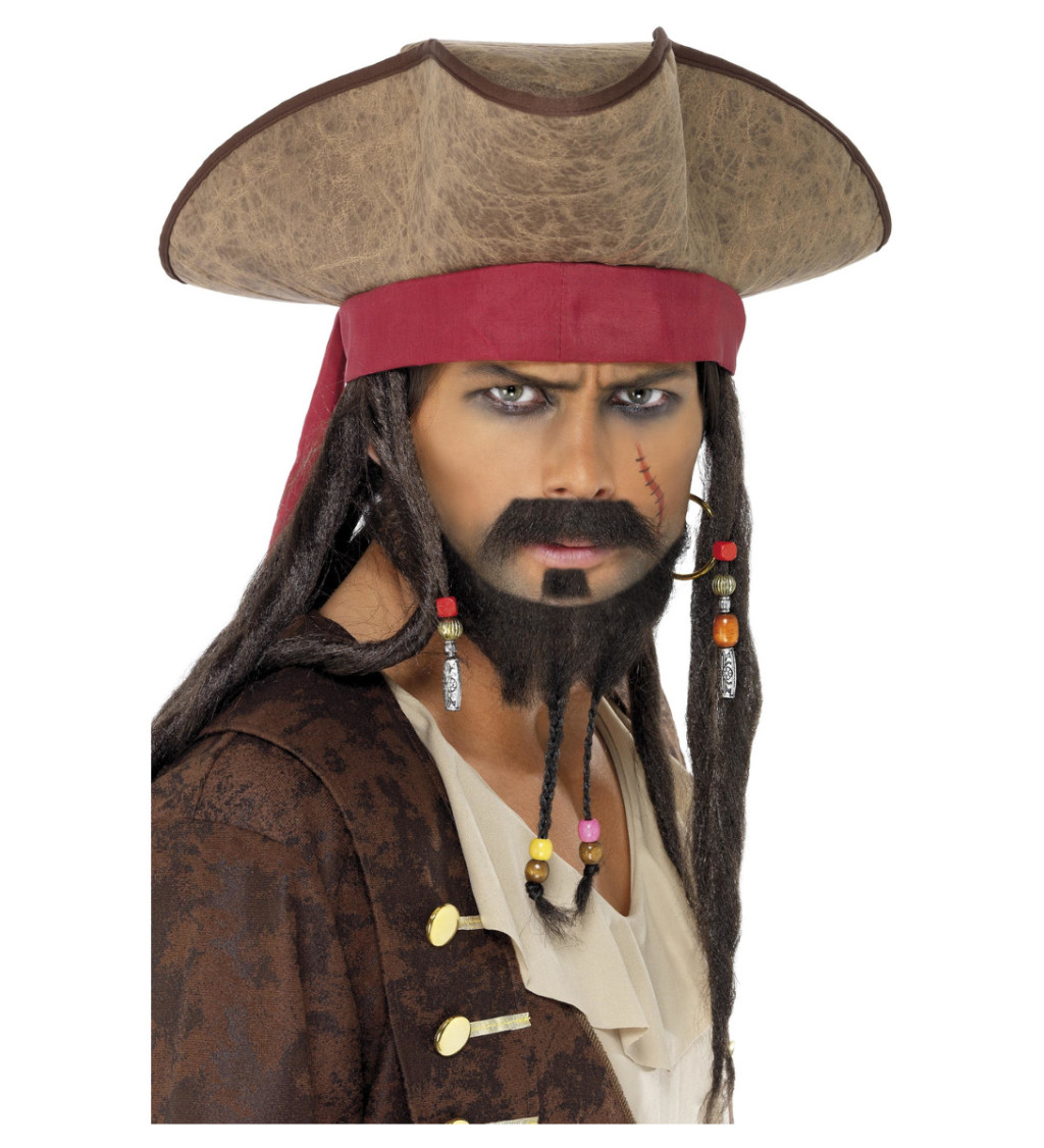 Pirátsky klobúk - trojhranný s dredami