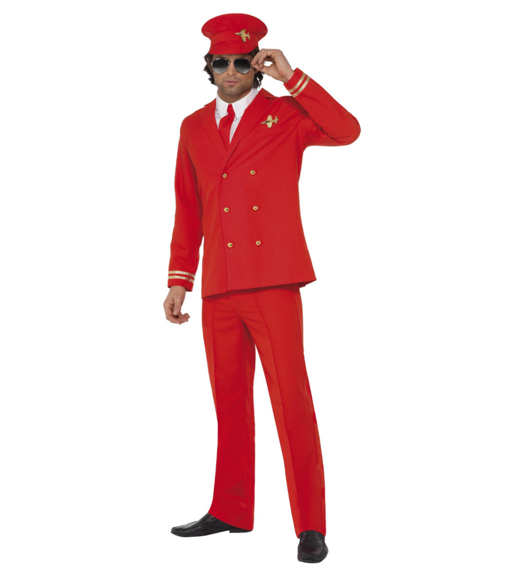 Pánsky kostým Pilot červený