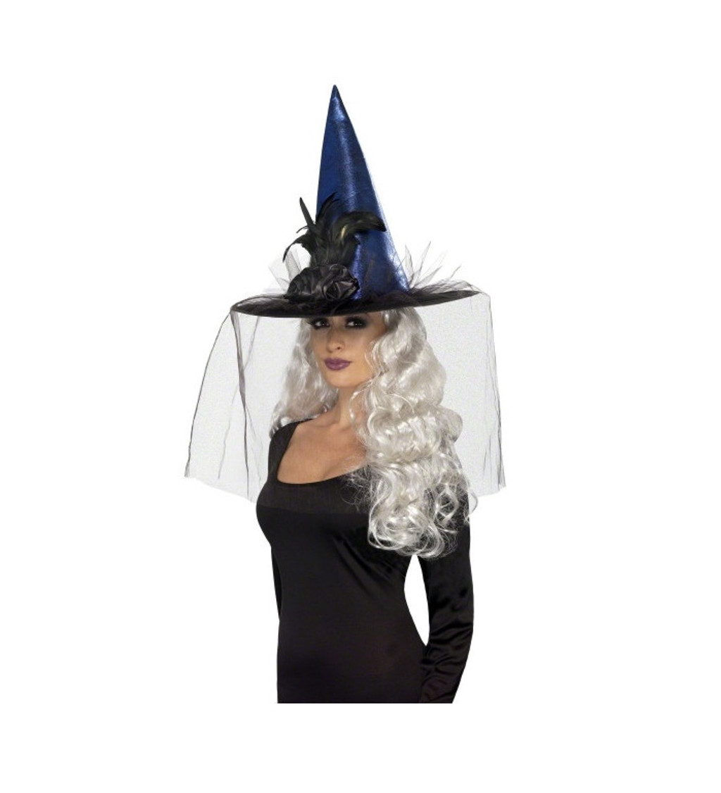 Čarodejnícky klobúk deluxe v modrej farbe