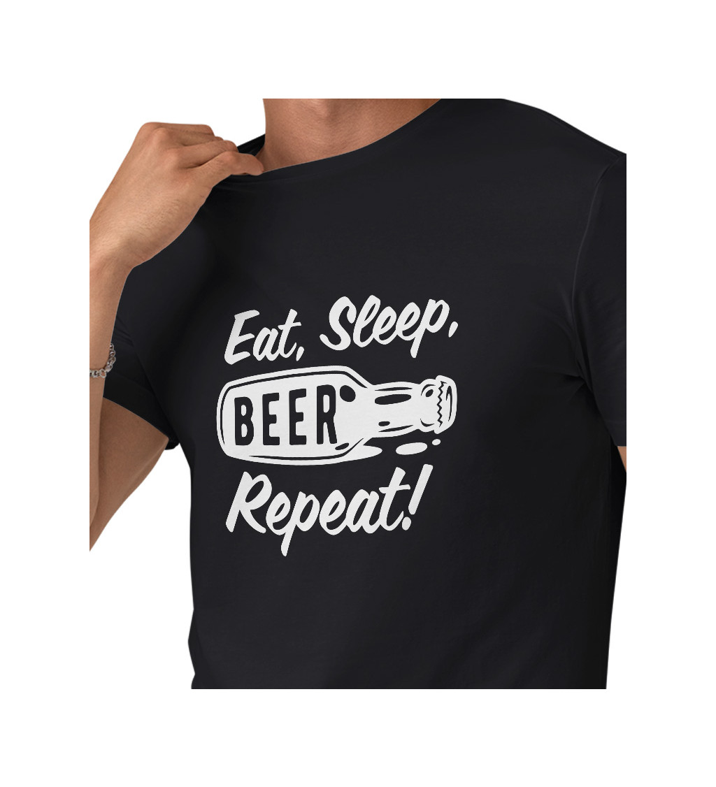 Pánske tričko čierne - Eat, sleep, beer & repeat