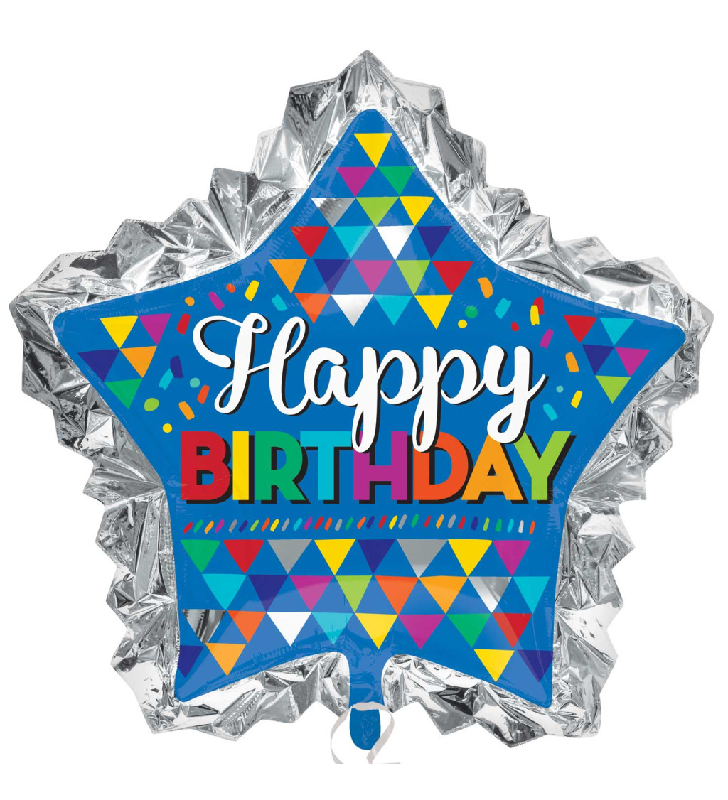 Fóliový balónik Happy Birthday, hviezda