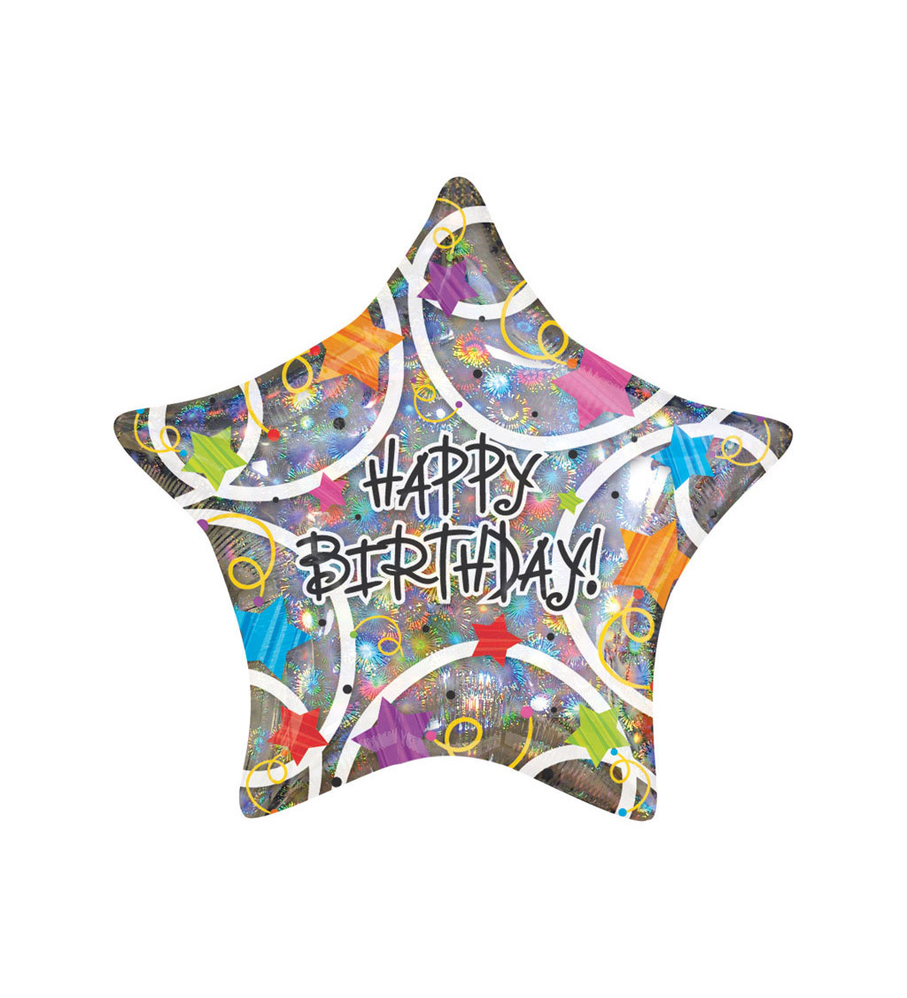 Fóliový balónik Happy birthday, hviezda
