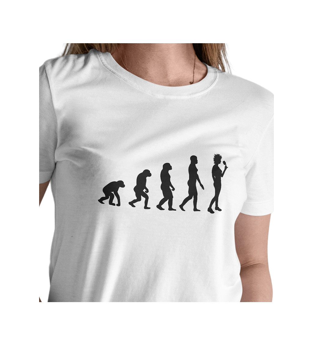 Dámske tričko biele - Evolúcia ženy