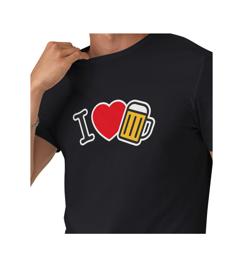 Pánske tričko čierne - I love beer