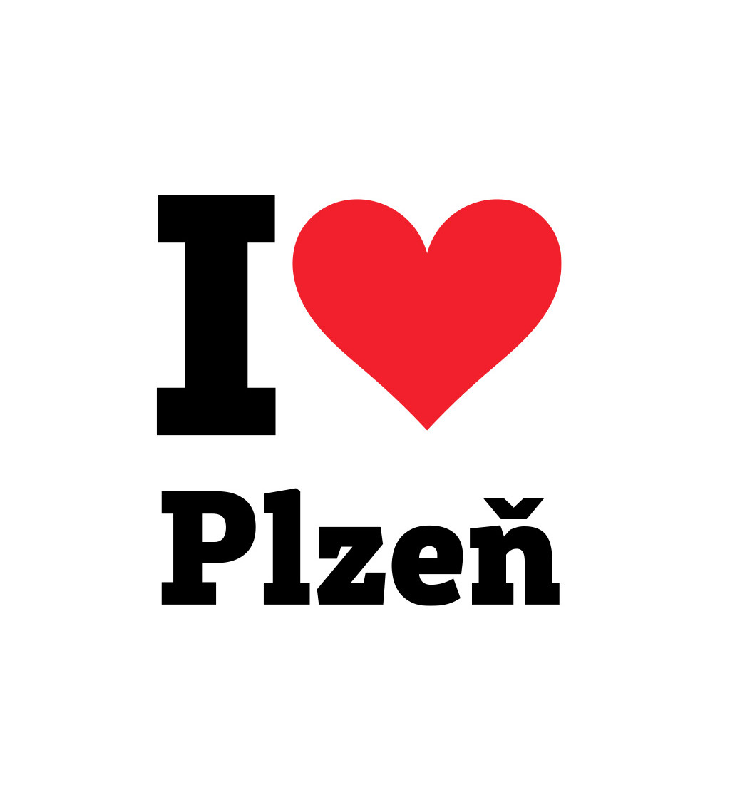 Dámske biele tričko - I love Plzeň