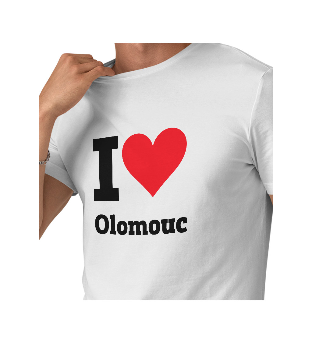 Pánske biele tričko - I love Olomouc