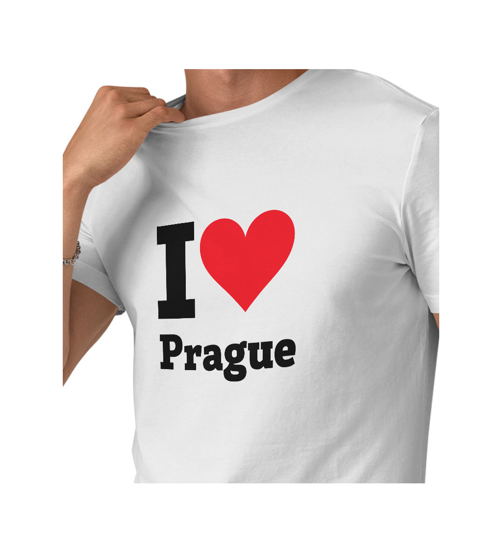 Pánske biele tričko - I love Prague